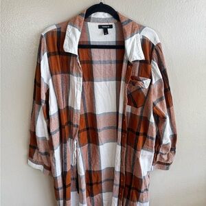 Torrid Plaid Shirt Dress in Orange and White